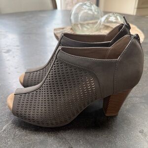 Giani Bernini Charcoal Peep-Toe Heeled Boots